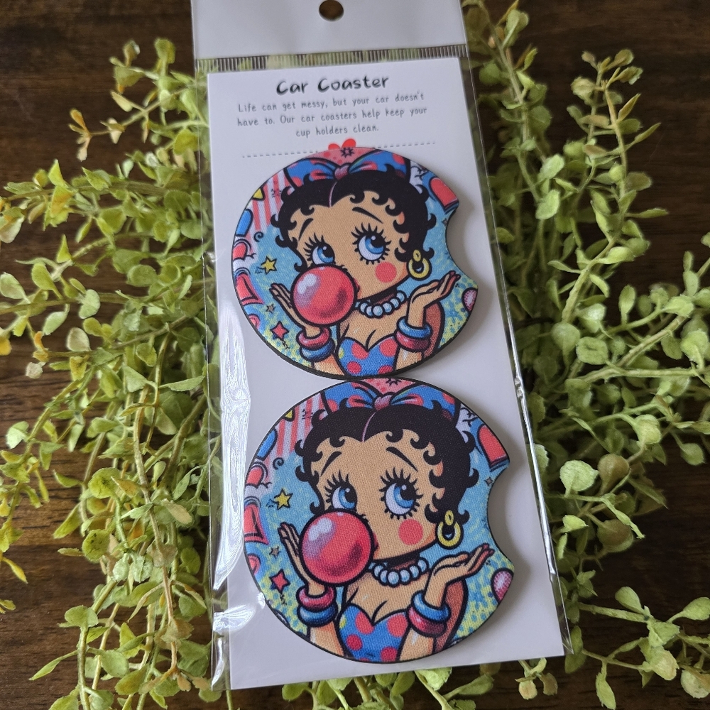Cute Bubblegum Character Car Coasters